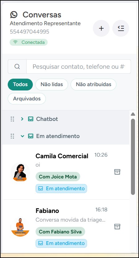 Caixas Chatbot e Em atendimento