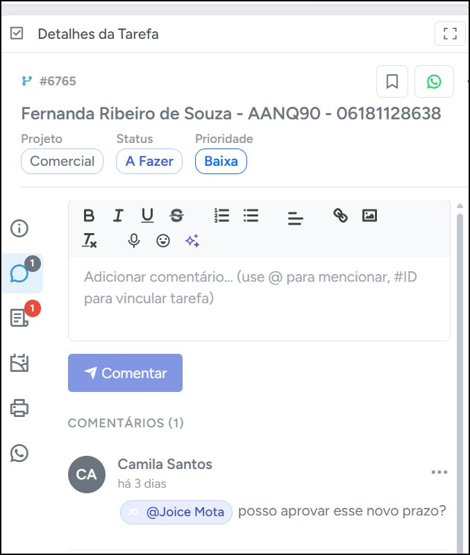 Comentário chamando a Joice com @