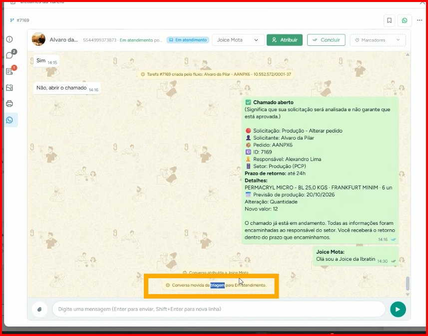 Conversa movida da triagem para Em atendimento